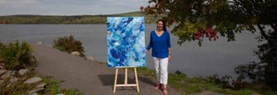 Dorit Brauer and her artwork at Moraine State Park